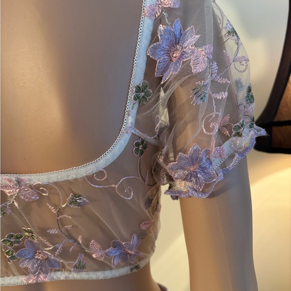 ROMWE Pink Floral Sheer Bralette - Picture 9 of 16